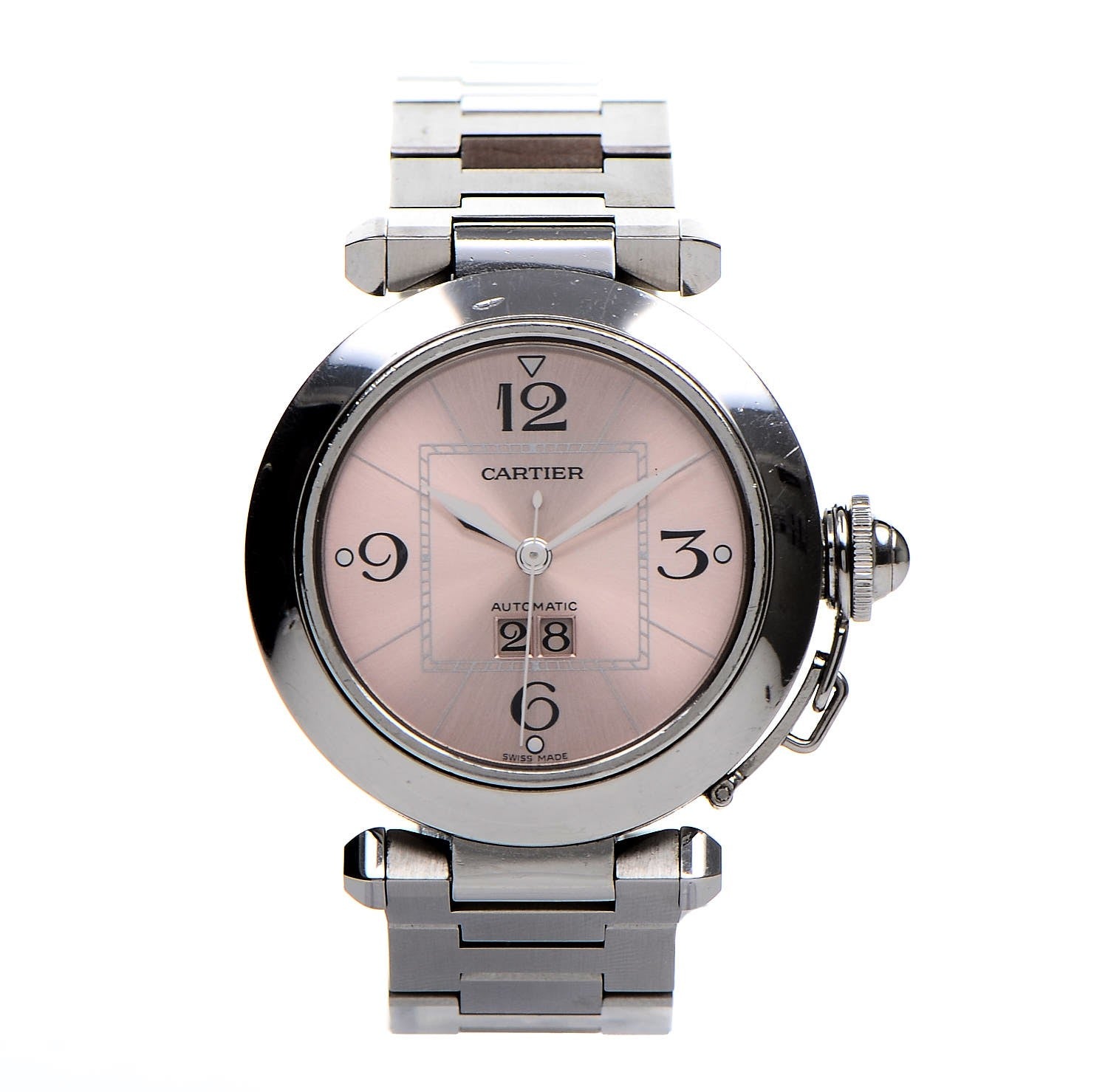 Cartier Stainless Steel 35mm Pasha C Big Date Automatic Watch Pink 1 of 8