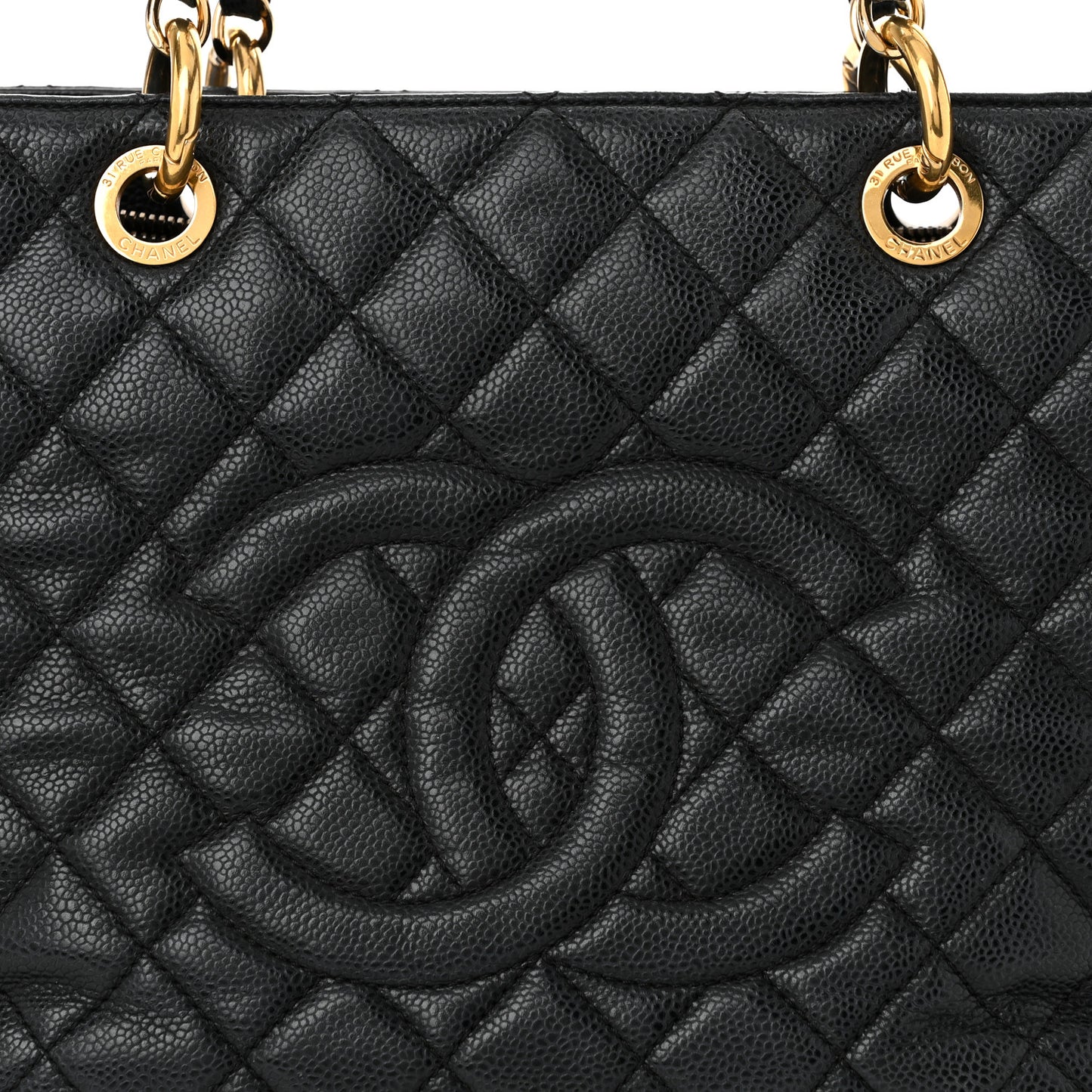 Caviar Quilted Grand Shopping Tote GST Black