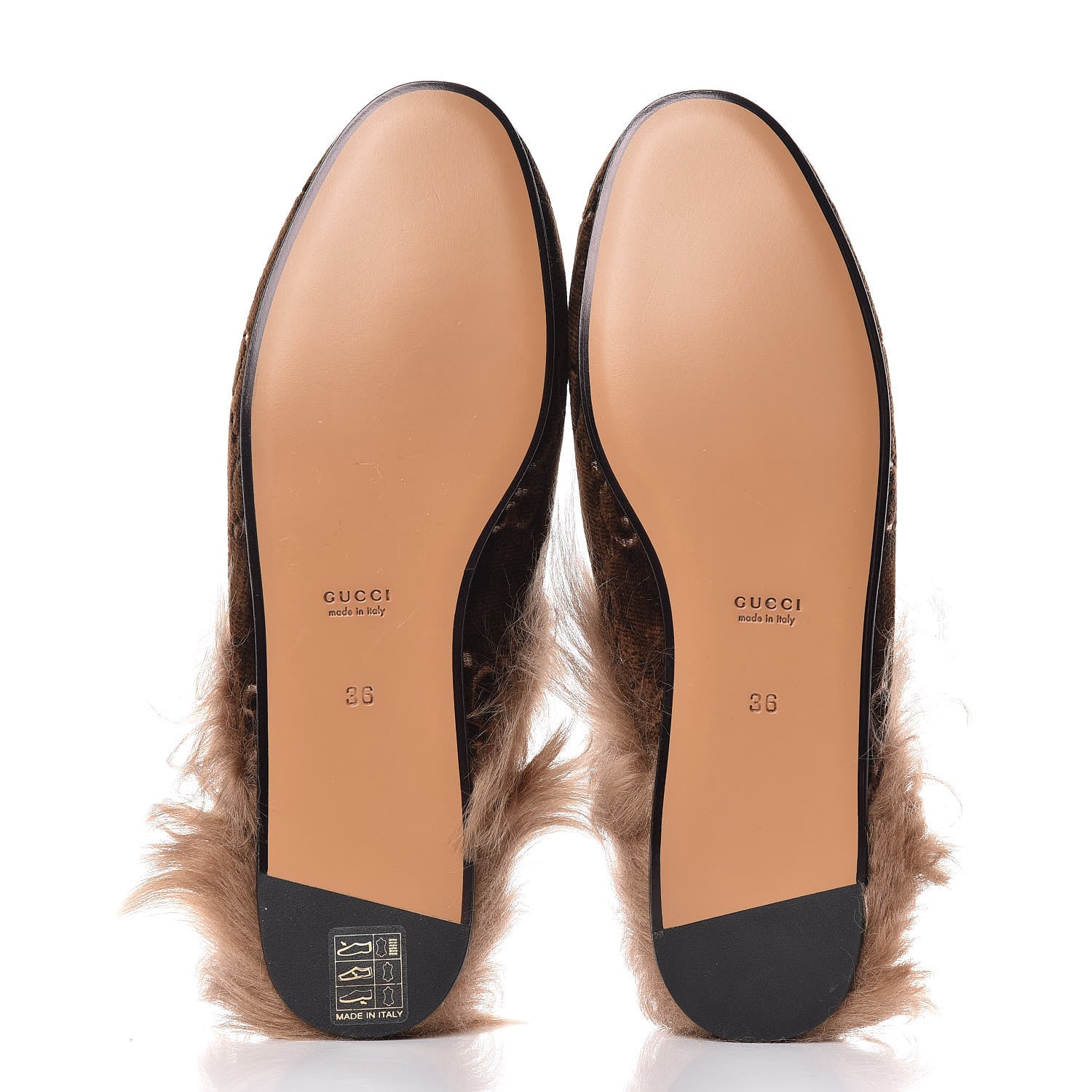 Gucci Velvet GG Monogram Fur Womens Princetown Slippers 36 Brown Black Natural 5 of 8