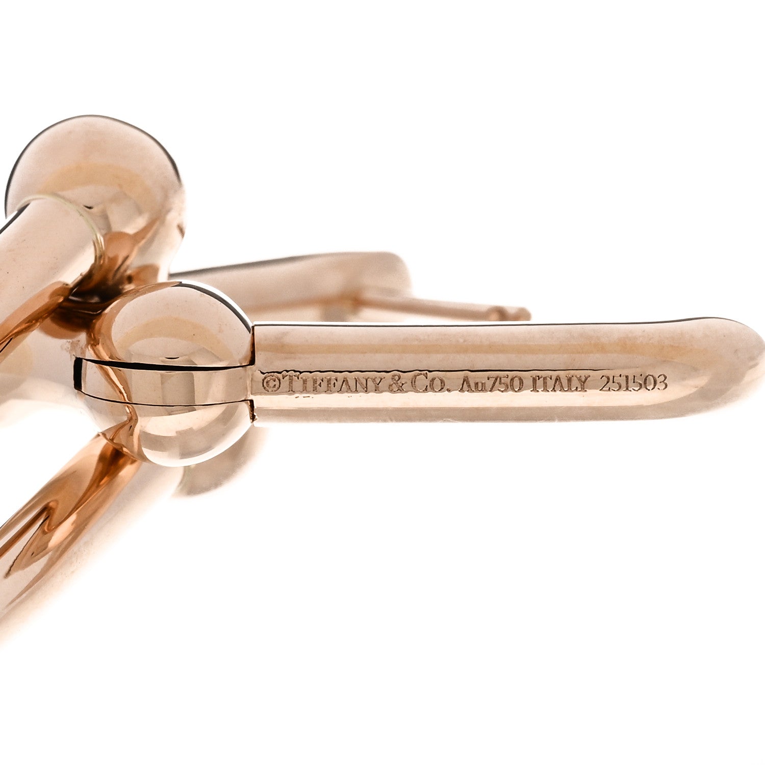 Tiffany 18K Rose Gold Large HardWear Link Earrings 4 of 5