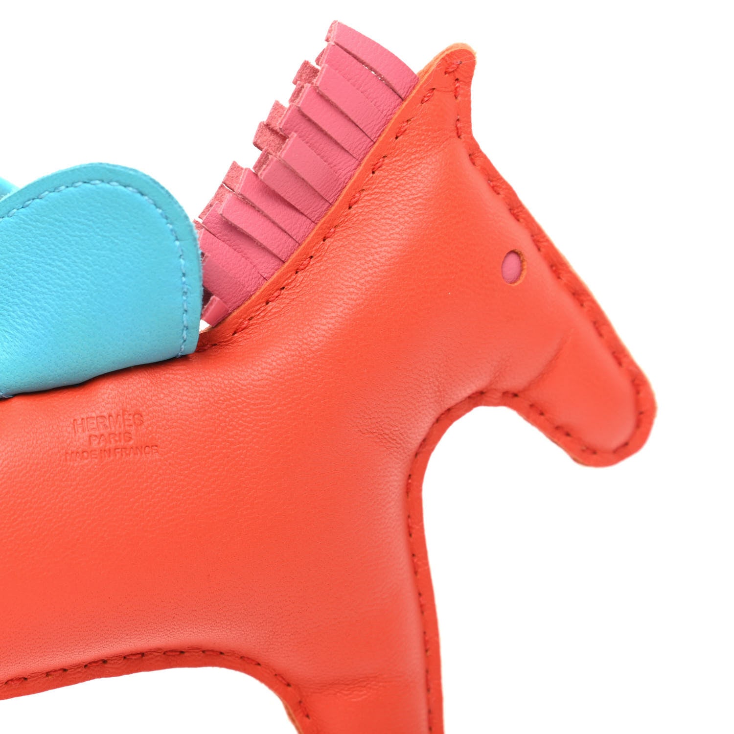 Hermes Milo Lambskin Grigri Rodeo Horse Bag Charm MM Orange Poppy Rose Azalee Bleu Azteque 3 of 3