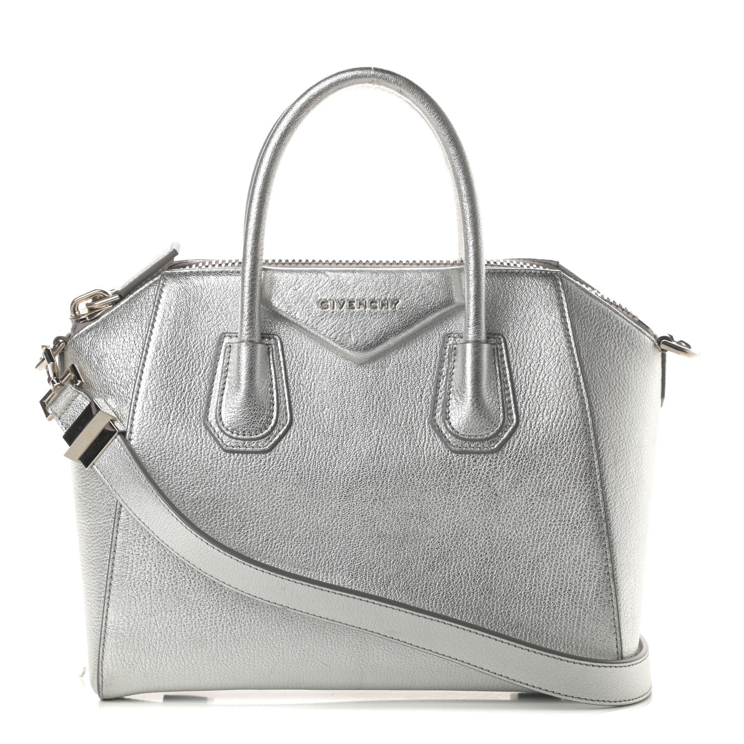 Givenchy Metallic Sugar Goatskin Small Antigona Silver 1 of 14