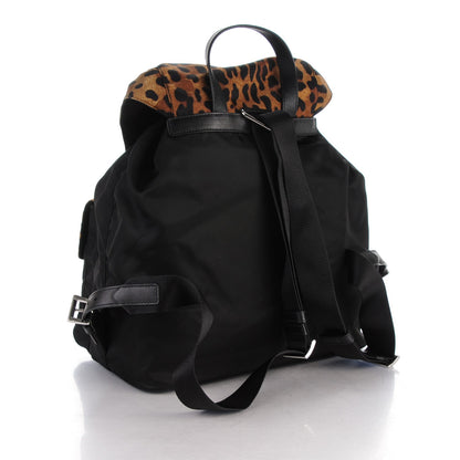 Prada Tessuto Nylon Leopard Print Backpack Black Miele 3 of 8