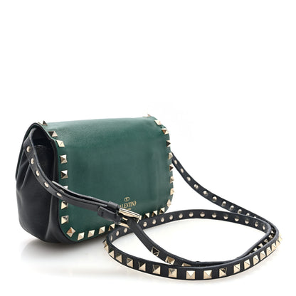 Valentino Garavani Vitello Small Rockstud Flap Saddle Bag Smeraldo Black 3 of 9