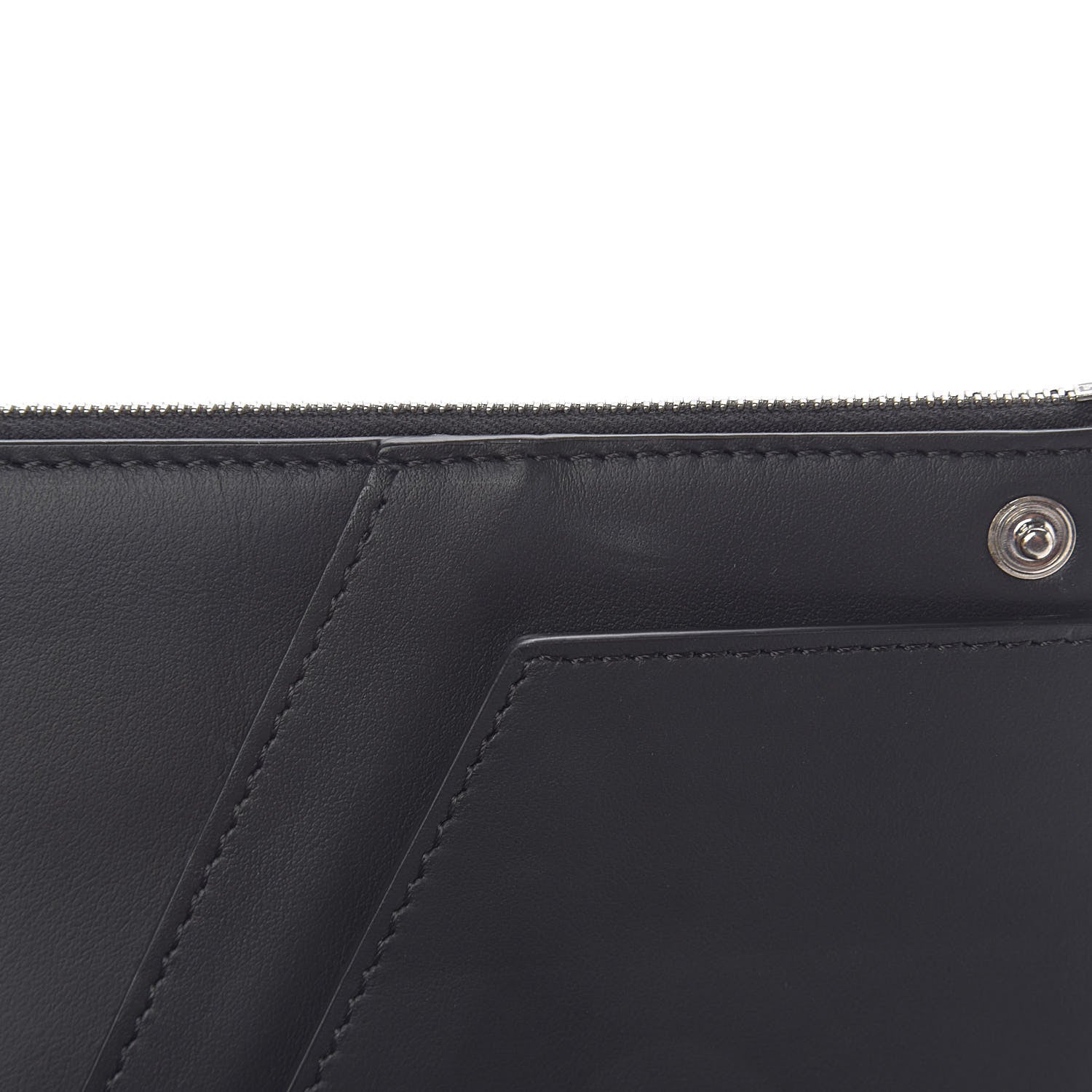 Fendi Cuoio Romano Glazed Fabric FF 1974 Wallet on Strap Black 8 of 10