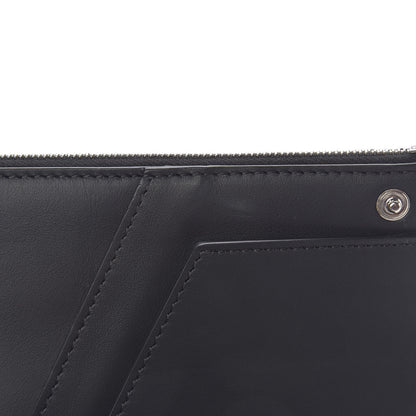 Fendi Cuoio Romano Glazed Fabric FF 1974 Wallet on Strap Black 8 of 10