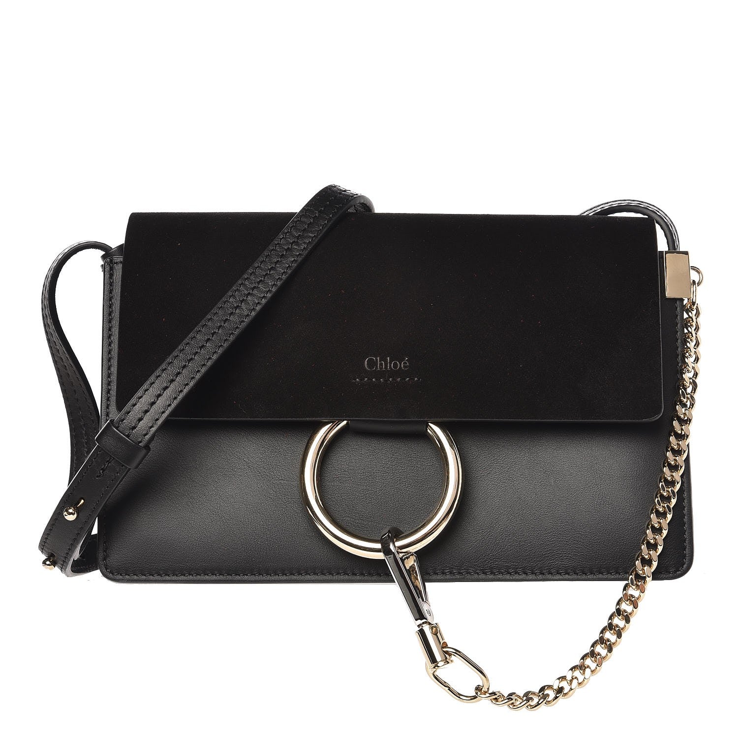 Chloe Suede Calfskin Small Faye Shoulder Bag Black 1 of 7