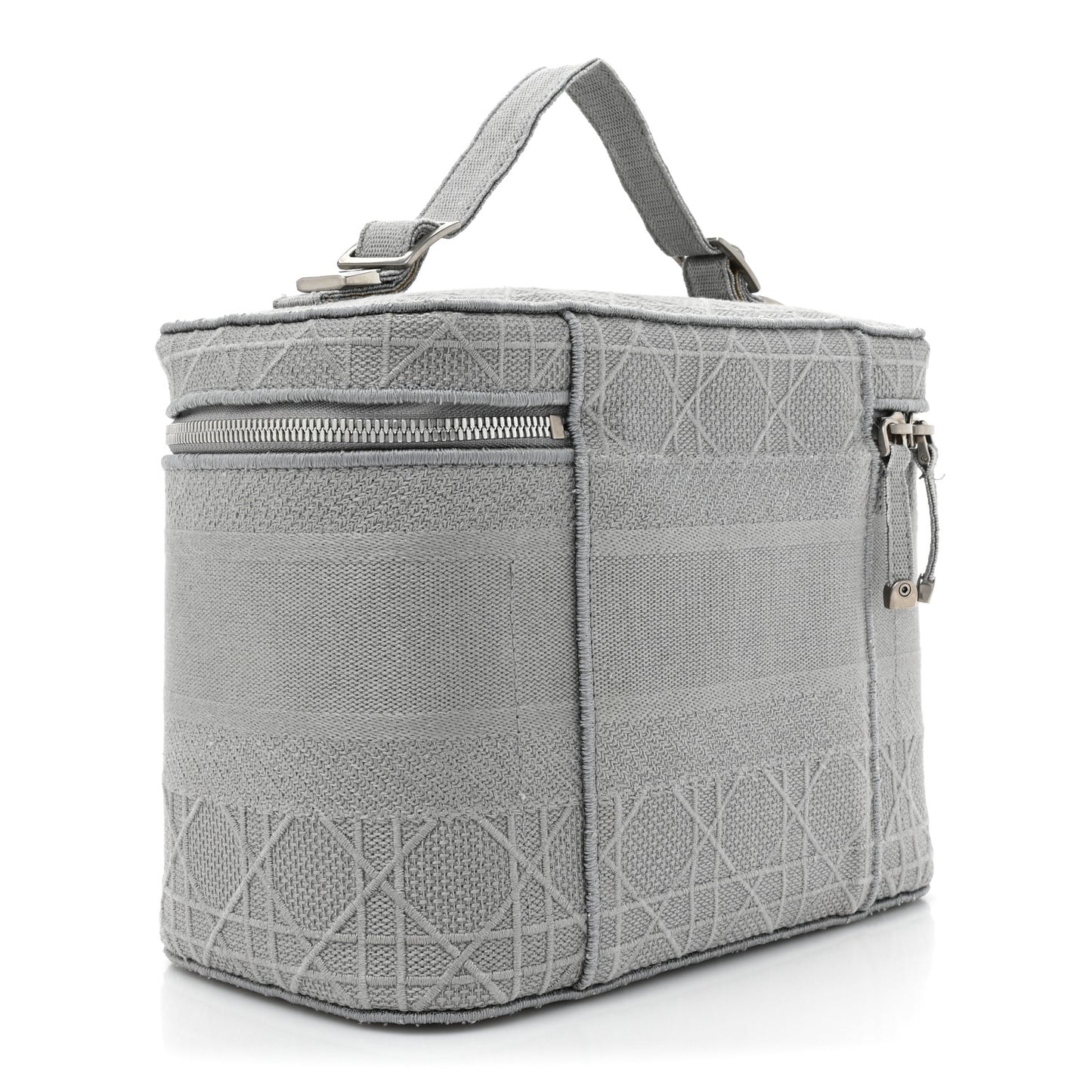 Canvas Embroidered Cannage Diortravel Vanity Case Grey