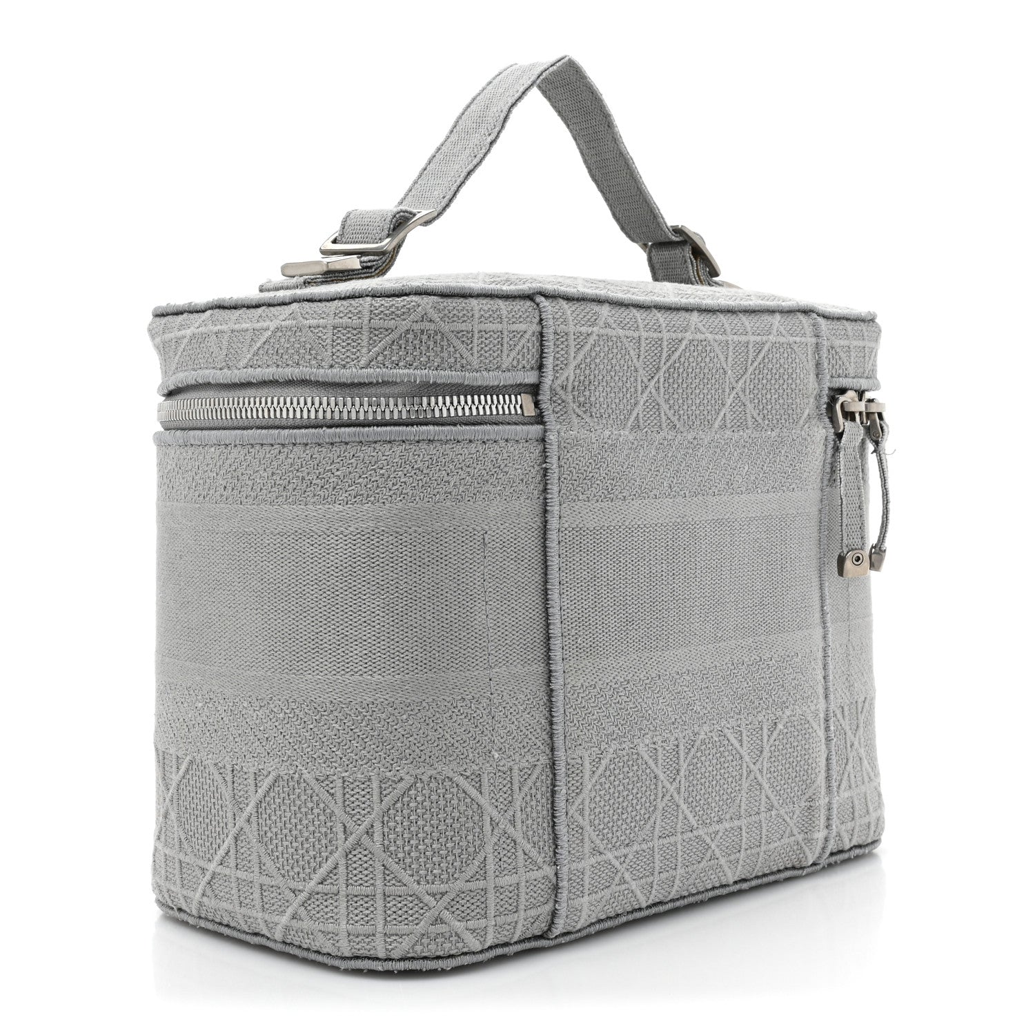 Christian Dior Canvas Embroidered Cannage Diortravel Vanity Case Grey 2 of 11