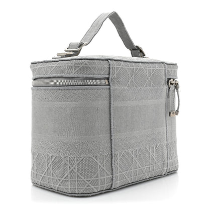 Christian Dior Canvas Embroidered Cannage Diortravel Vanity Case Grey 2 of 11