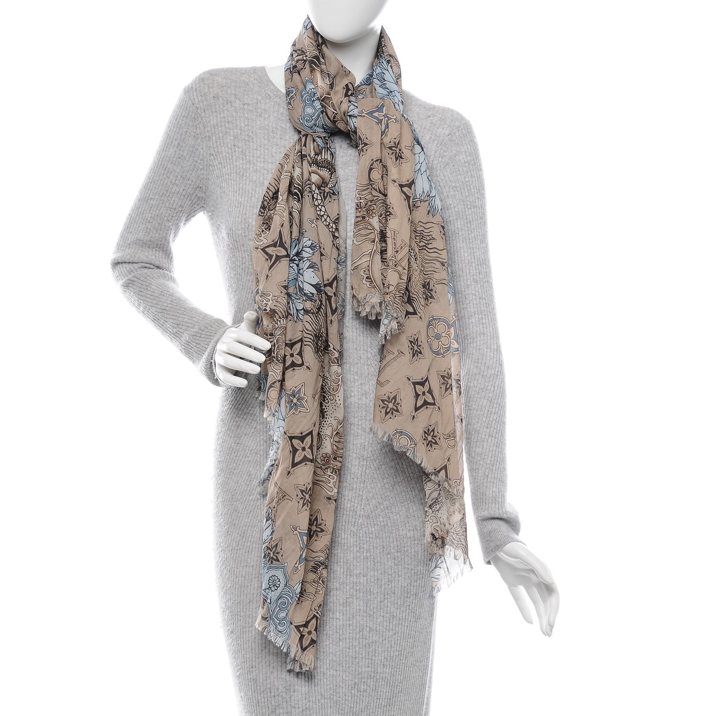 Cotton Etole Tattoo Scarf Kaki
