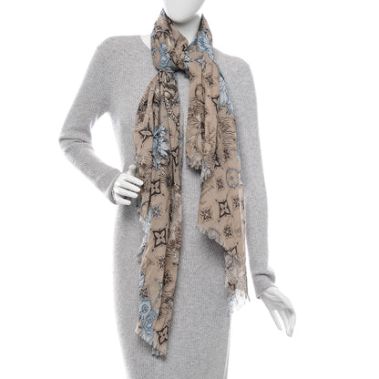 Louis Vuitton Cotton Etole Tattoo Scarf Kaki 2 of 4