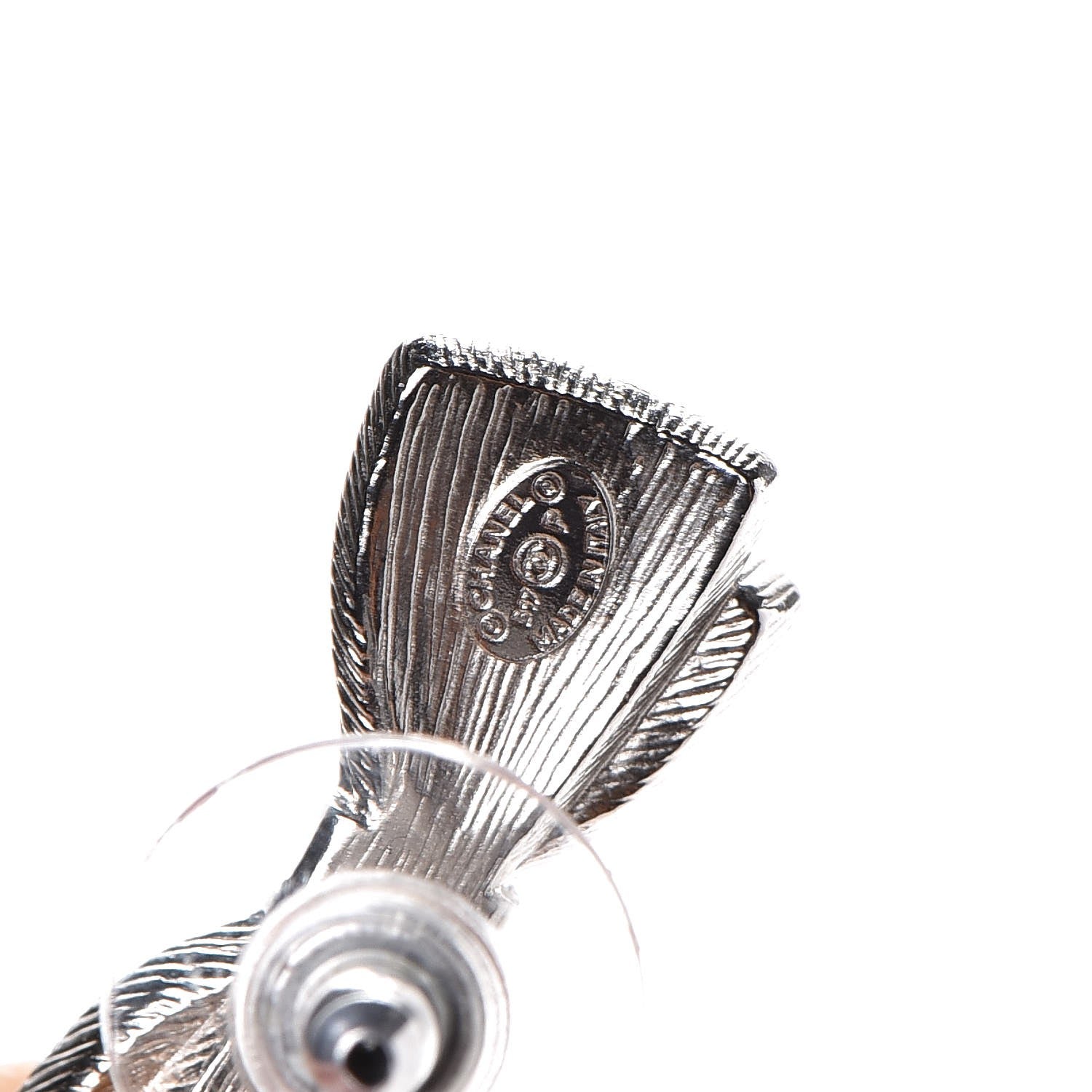 Chanel Crystal CC Bow Earrings Black Silver 4 of 5