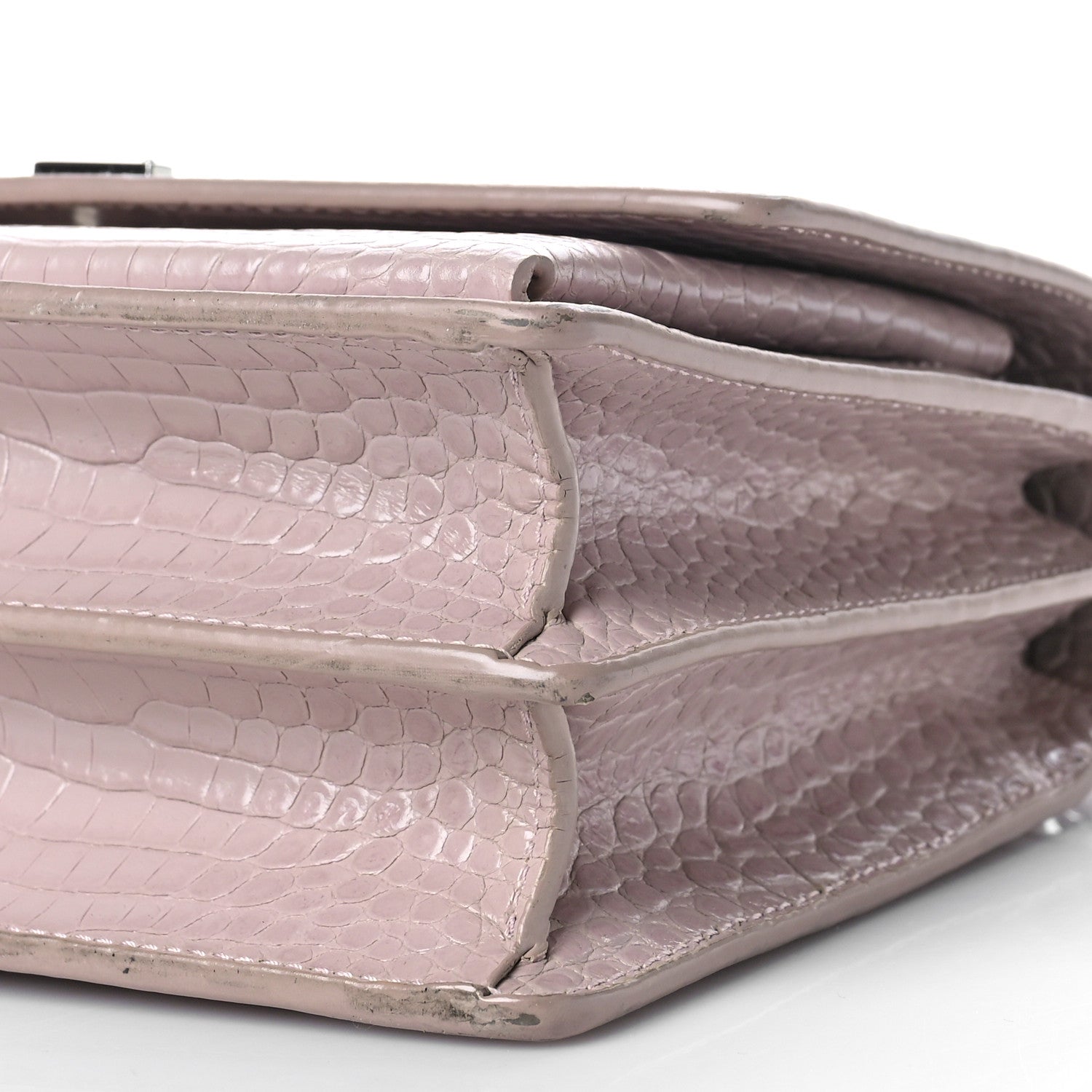Saint Laurent Calfskin Crocodile Embossed Medium Monogram Sunset Powder Pink 9 of 11