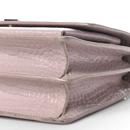 Saint Laurent Calfskin Crocodile Embossed Medium Monogram Sunset Powder Pink 9 of 11