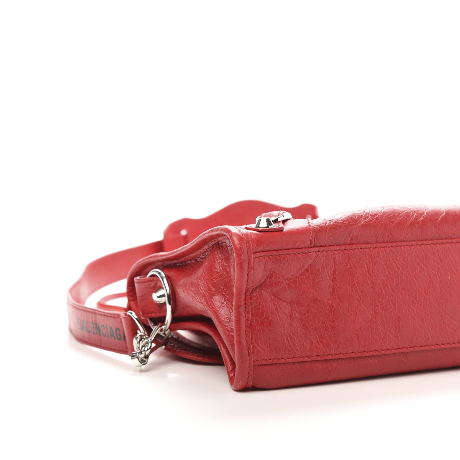 Balenciaga Agneau Classic Silver Hardware Mini City Logo Strap Rouge Cardinal Black 7 of 13