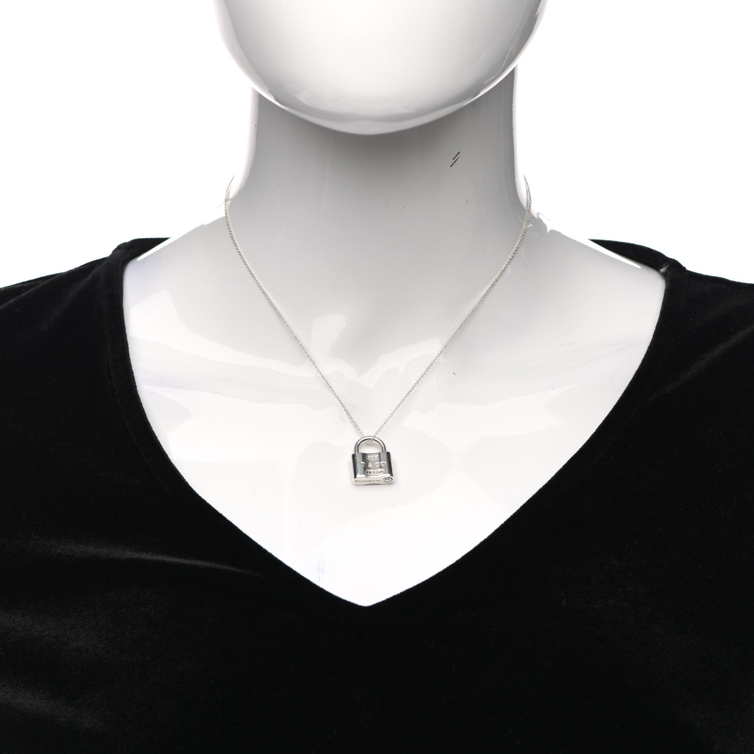 Tiffany Sterling Silver 1837 Lock Charm Pendant Necklace 2 of 4