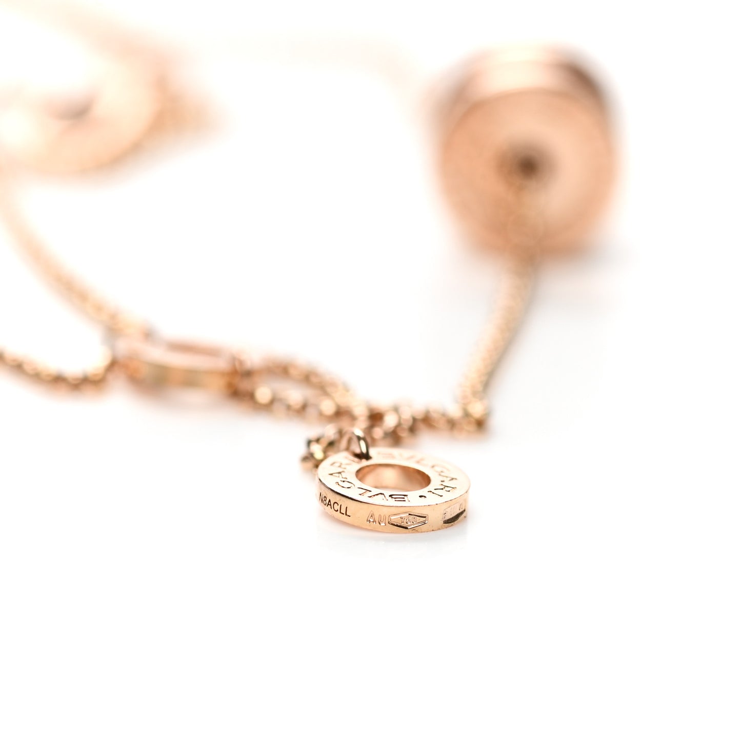 18K Rose Gold Diamond Small B.Zero1 Pave Pendant Necklace