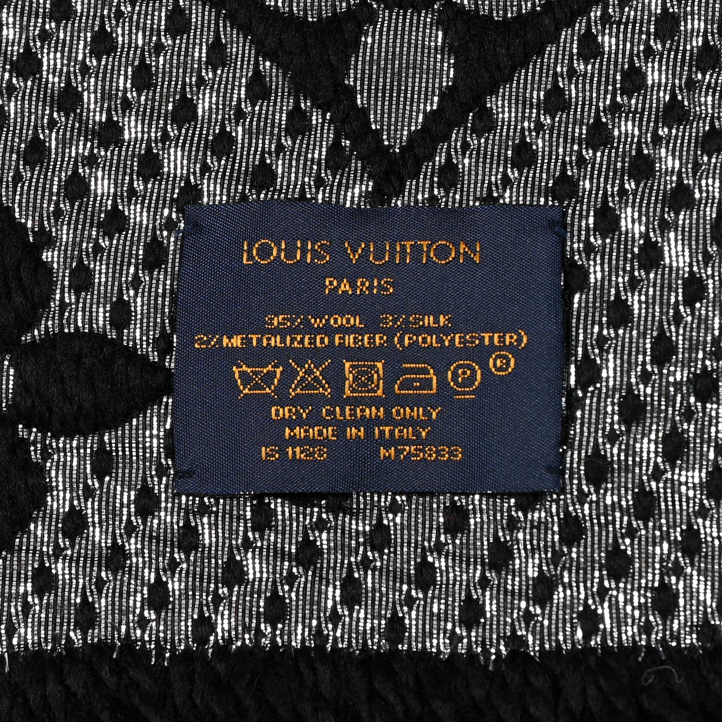 Wool Silk Logomania Shine Scarf Black