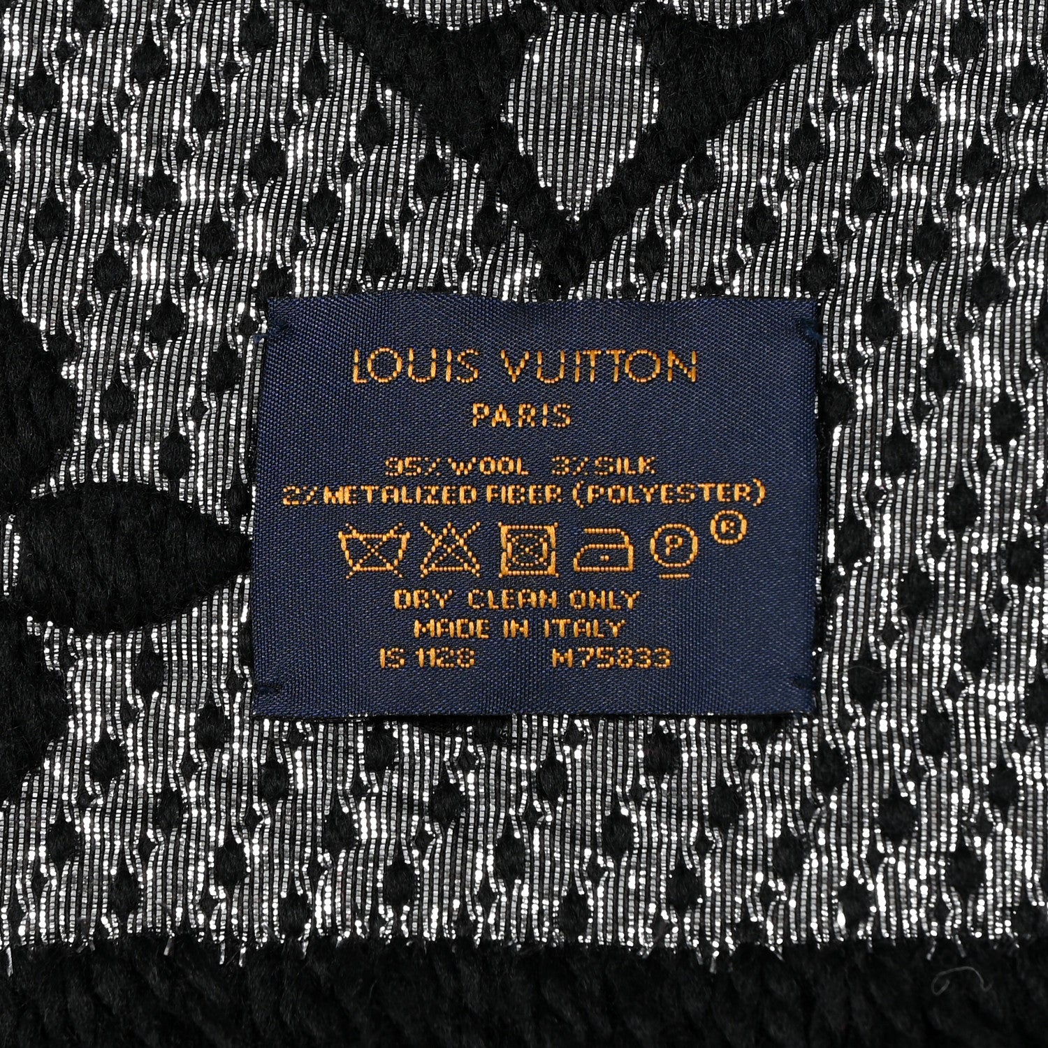 Louis Vuitton Wool Silk Logomania Shine Scarf Black 3 of 5