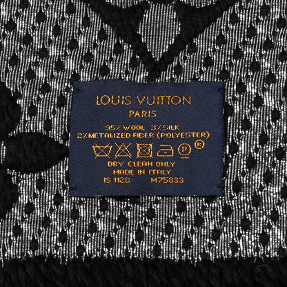 Louis Vuitton Wool Silk Logomania Shine Scarf Black 3 of 5