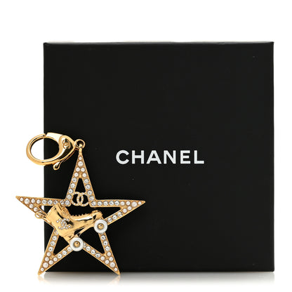 Chanel Crystal Pearl Roller Skate Star Keychain Gold 4 of 4