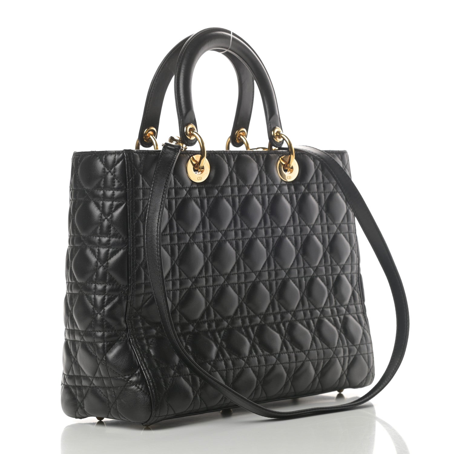 Christian Dior Lambskin Cannage Large Lady Dior Black 3 of 14