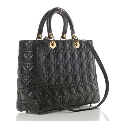 Christian Dior Lambskin Cannage Large Lady Dior Black 3 of 14