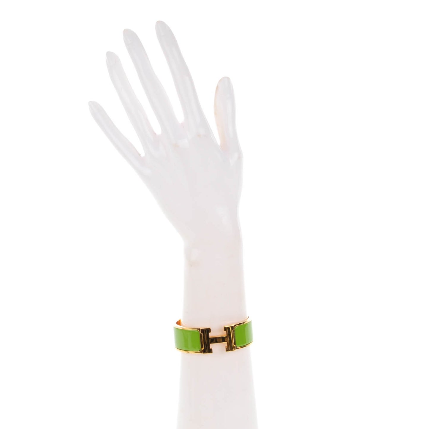 Enamel Wide Clic Clac H Bracelet PM Vert Praire