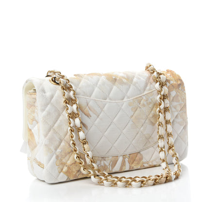 Chanel Denim Floral Printed Medium Double Flap Beige 3 of 12