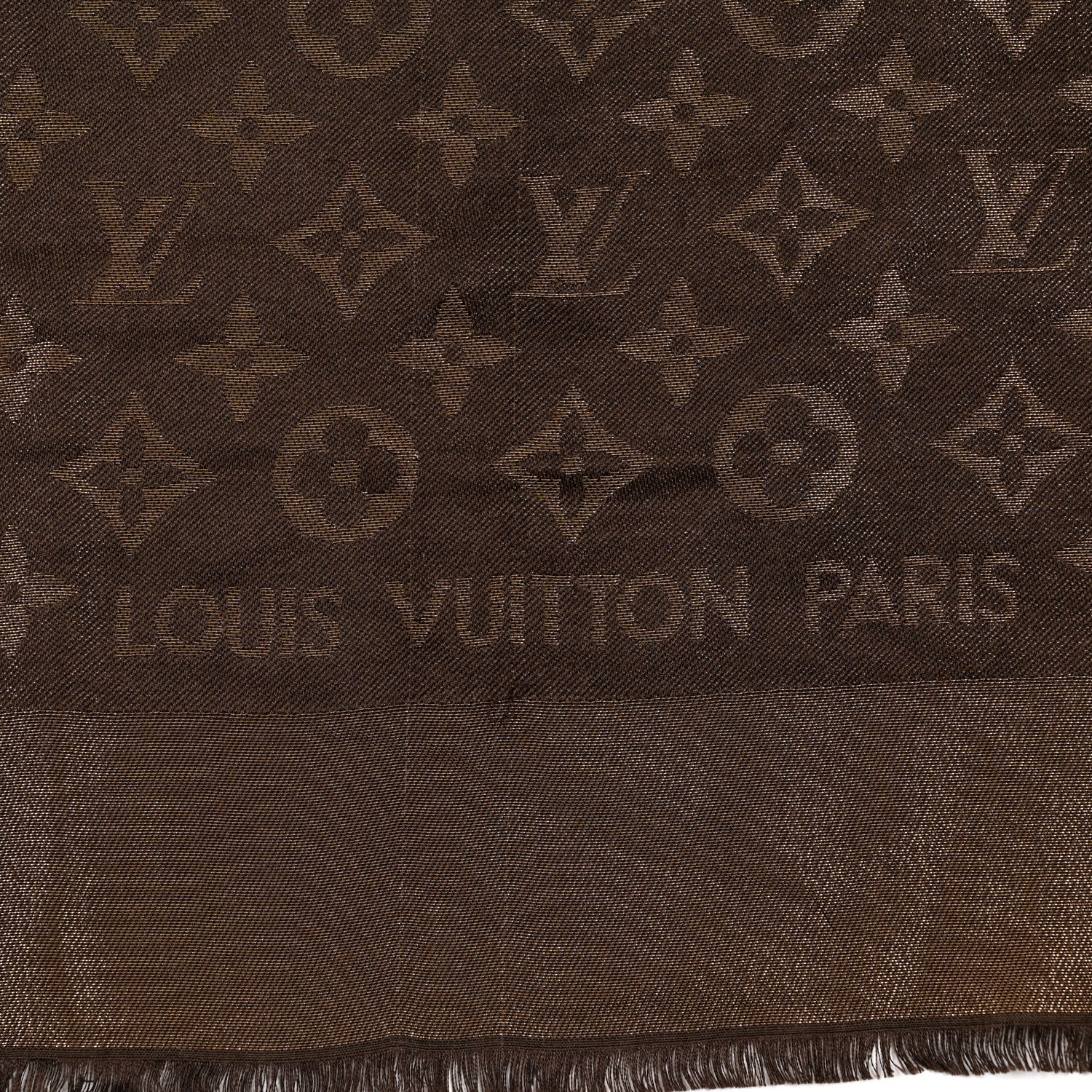 Louis Vuitton Silk Lurex Wool Monogram Shine Shawl Brown 2 of 5