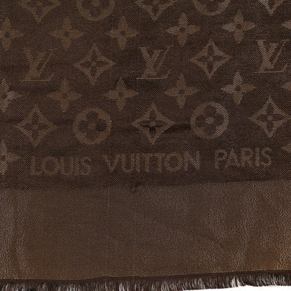 Louis Vuitton Silk Lurex Wool Monogram Shine Shawl Brown 2 of 5