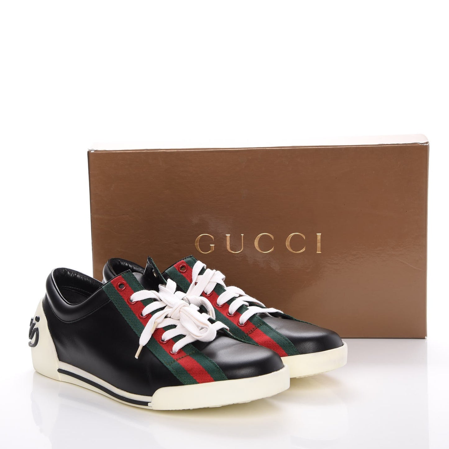 Calfskin Web Mens Sneakers 7.5 Black