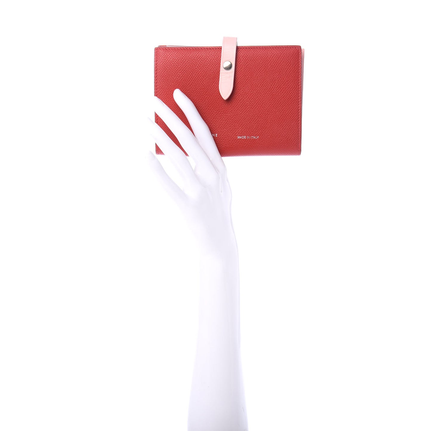 Grained Calfskin Medium Multifunction Strap Wallet Scarlet