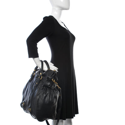 Miu Miu Vitello Bow Tote Black 2 of 19