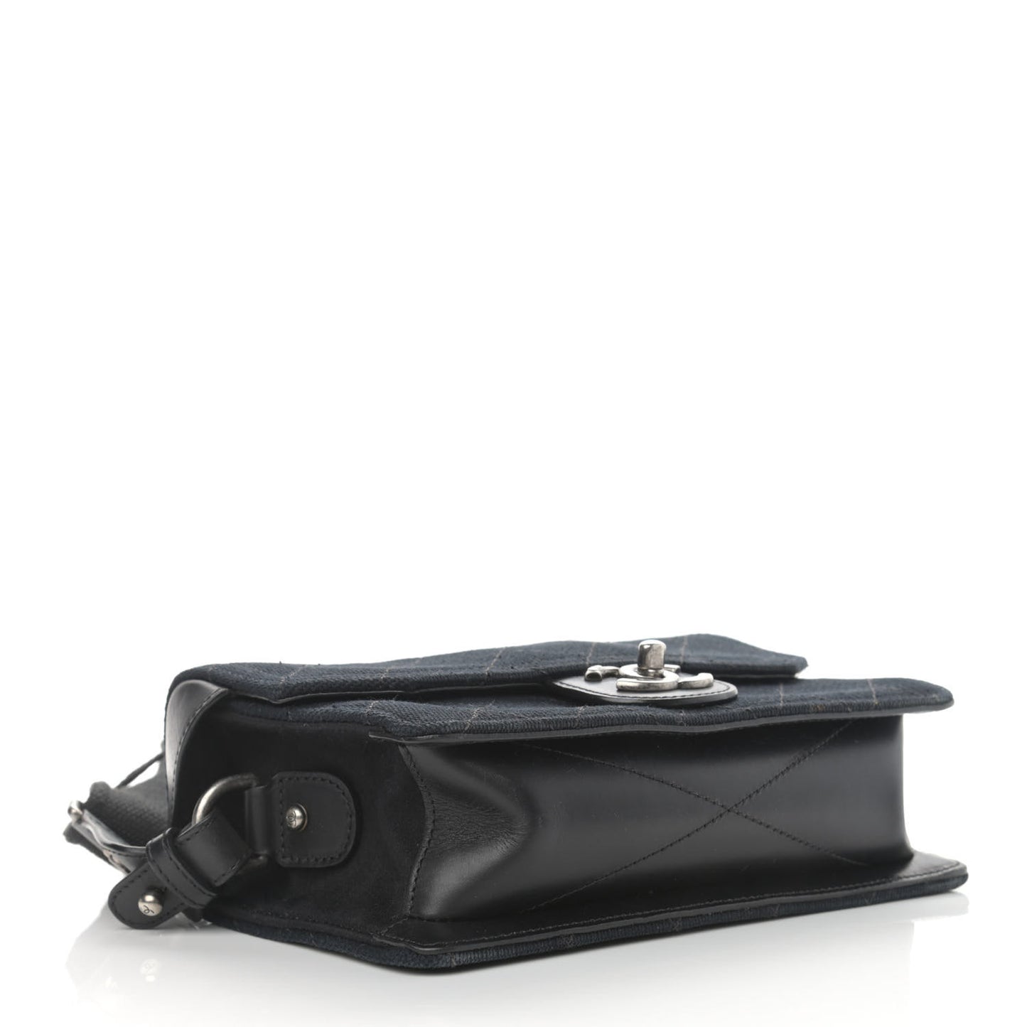 Fabric Quilted Small Flap Bag Navy