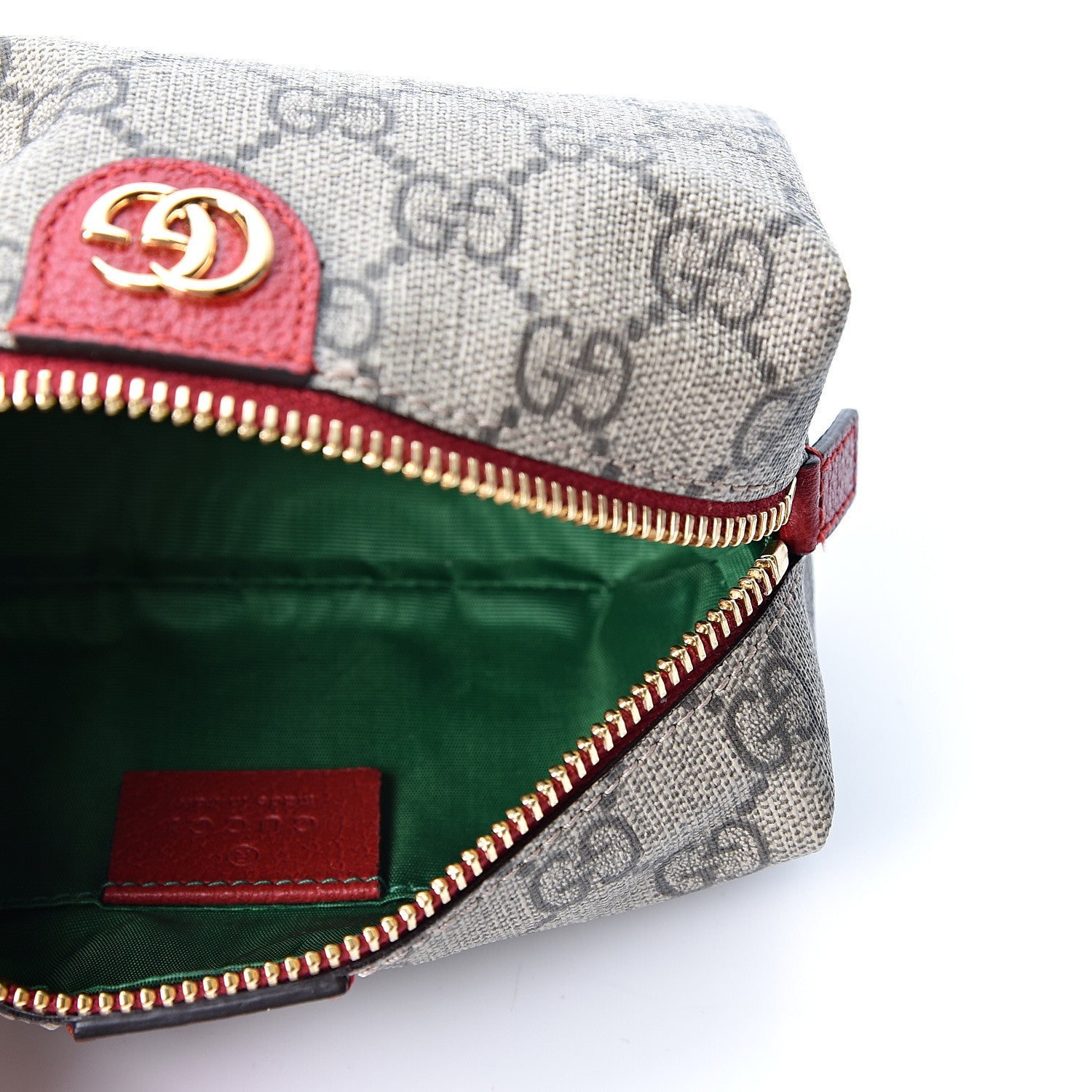 Gucci Soft GG Supreme Monogram Calfskin Small Ophidia Cosmetic Case Beige Ebony Hibiscus Red 4 of 8