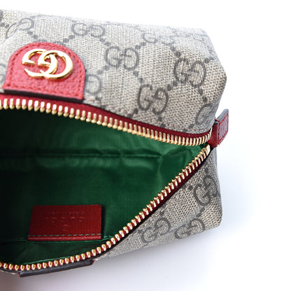 Gucci Soft GG Supreme Monogram Calfskin Small Ophidia Cosmetic Case Beige Ebony Hibiscus Red 4 of 8