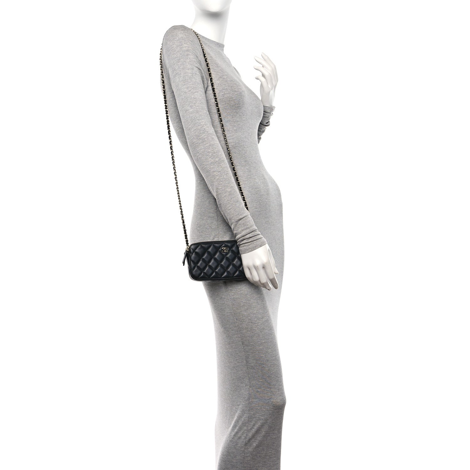 Chanel Lambskin Quilted Small Clutch With Chain Black 2 of 12