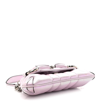 Gucci Iridescent Nappa Vertical Matelasse Small Maxi Horsebit Chain Shoulder Bag Escape Pink 4 of 12