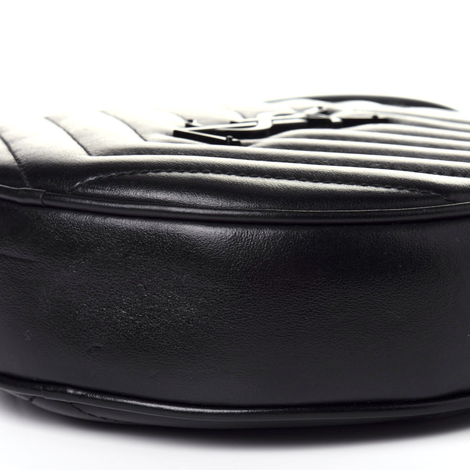 Saint Laurent Calfskin Matelasse Chevron Round Vinyle Camera Bag Black 8 of 10