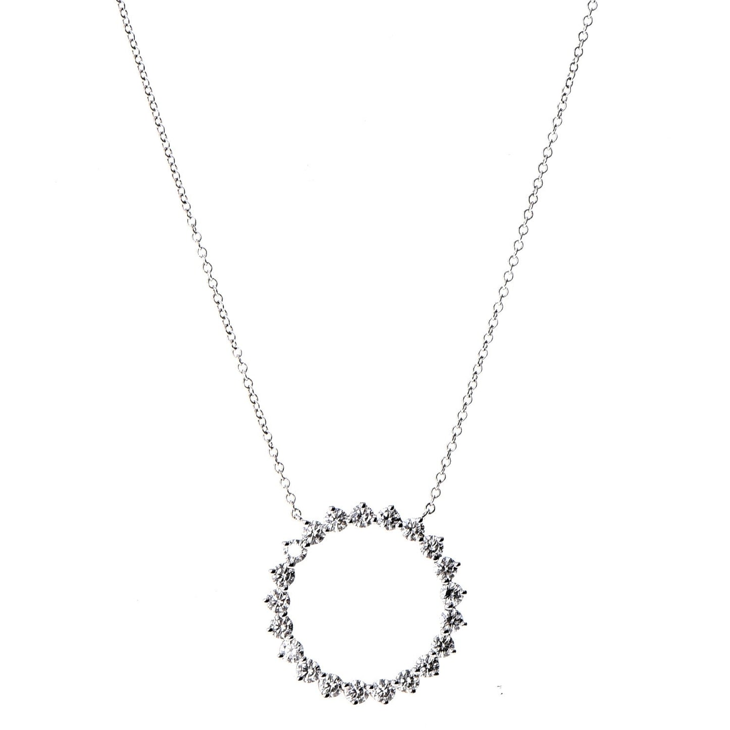 Platinum Diamond Open Circle Pendant Necklace