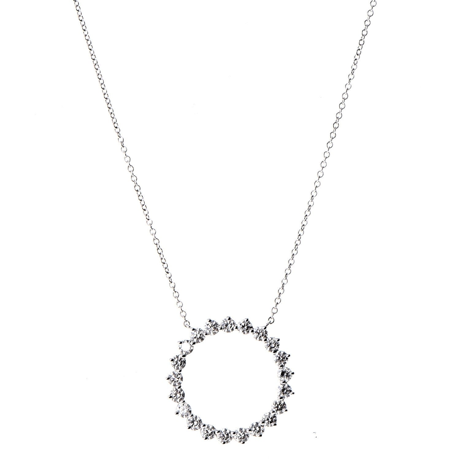Tiffany Platinum Diamond Open Circle Pendant Necklace 1 of 8
