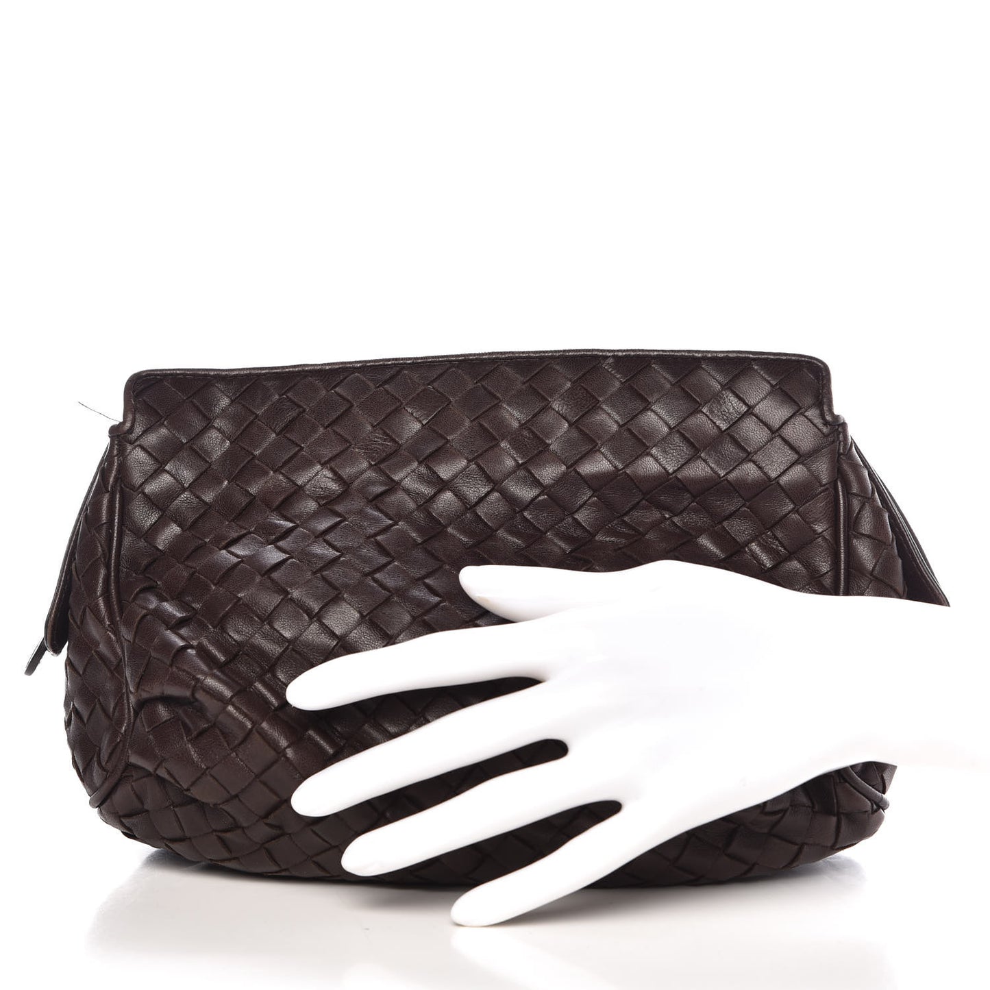 Nappa Intrecciato Moire Clutch Ebano
