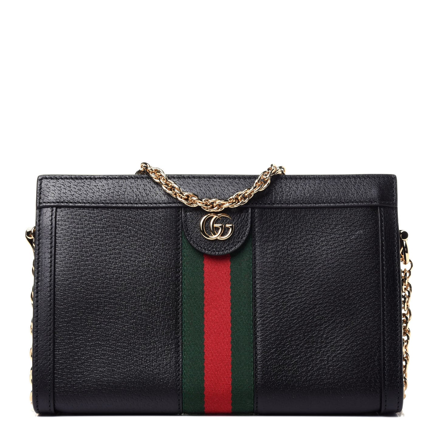Calfskin GG Web Small Ophidia Chain Shoulder Bag Black