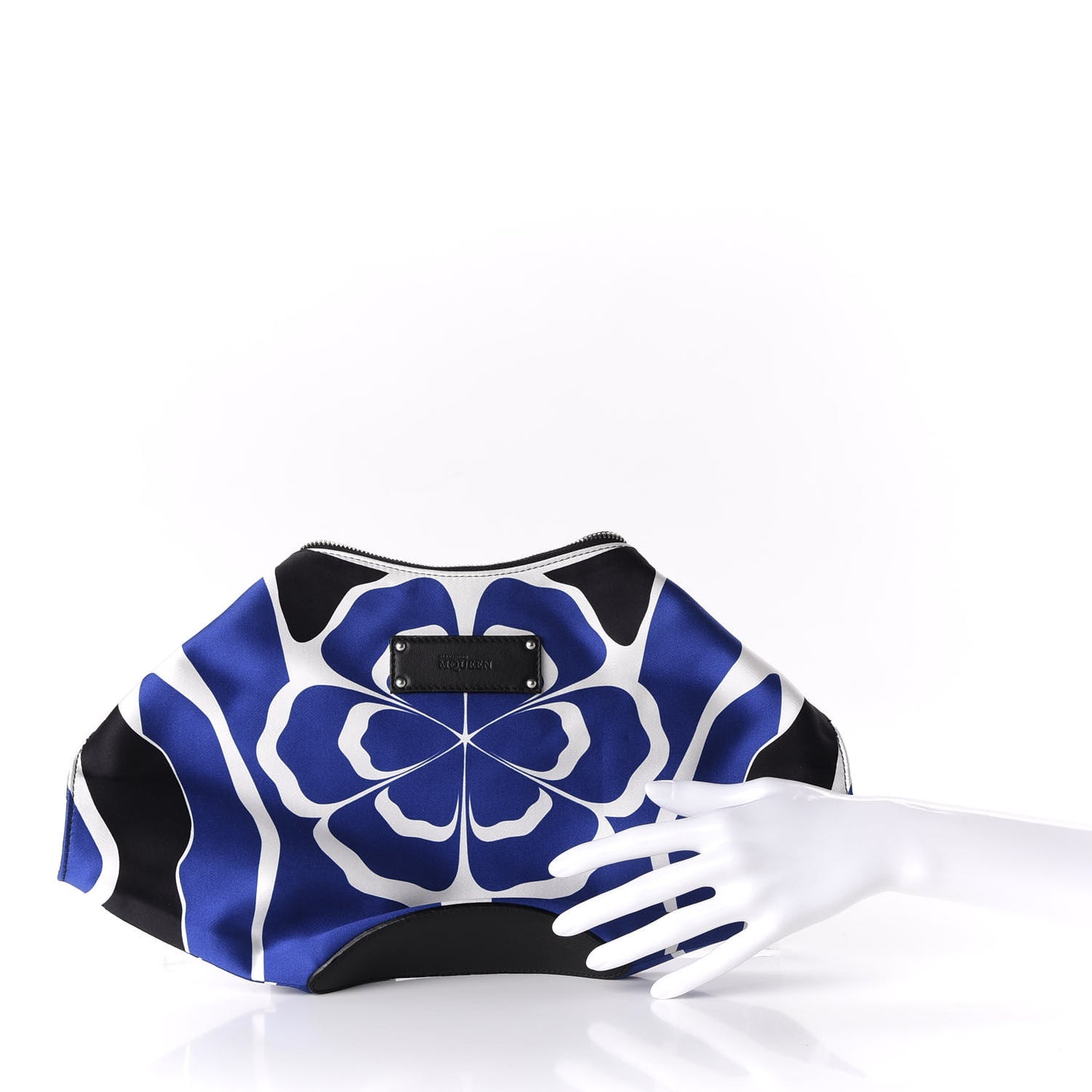 Silk Flower Collage De Manta Clutch Royal Blue Black