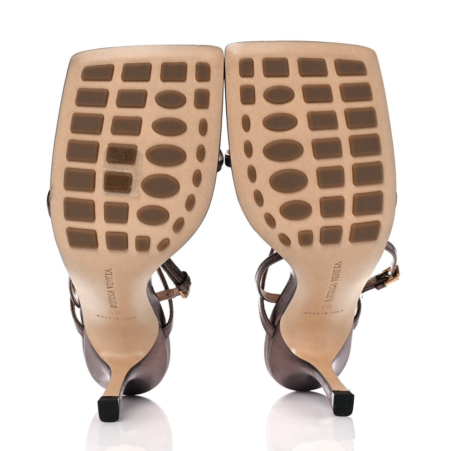 Metallic Lambskin Stretch Multi Strap 90mm Sandals 40 Fondant