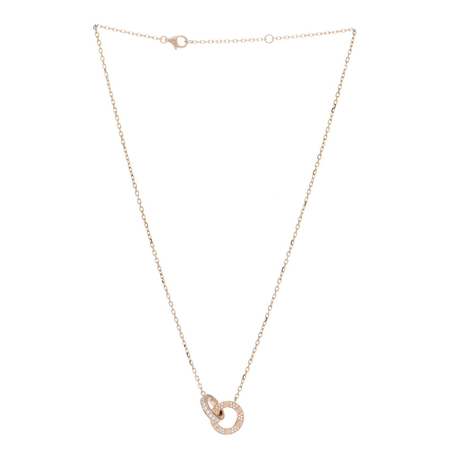 Cartier 18K Pink Gold Diamond Interlocking LOVE Paved Necklace 3 of 6