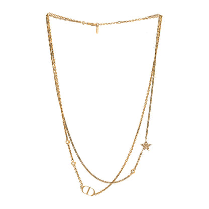 Christian Dior Metal Crystal Petit CD Double Necklace Gold 3 of 4