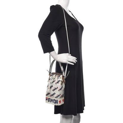 Fendi X FILA Calfskin F is Fendi Mania Fringe Mini Mon Tresor Bucket Bag White 2 of 10